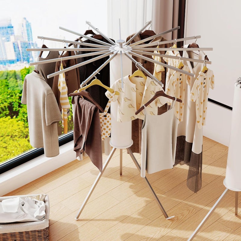 LIENAHU Clothes Drying Rack,Drying Rack Clothing,Laundry Drying Rack,Floor Standing,16 Aluminium Poles,Collapsible,Retractable,Foldable,Folding Laundry Rack - Image 2